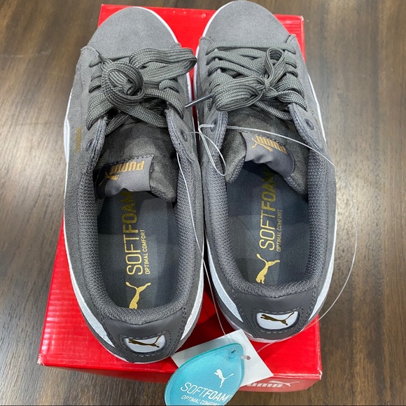Puma Ladies Vikky Suede Sneakers Shoes - Grey - Picture 7 of 8